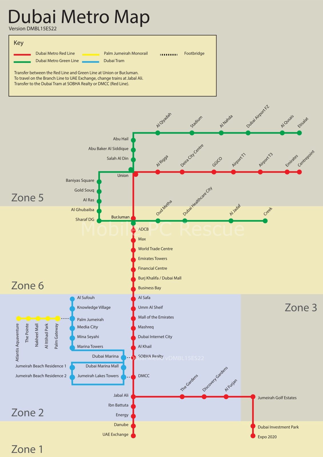 Dubai Metro Map 2022 by Steve Procter